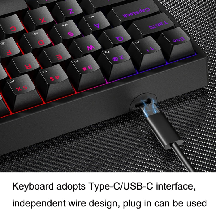 LEAVEN K620 61 Keys Hot Plug-in Glowing Game Wired Mechanical Keyboard, Cable Length: 1.8m, Color: White Black Red Shaft - Wired Keyboard by LEAVEN | Online Shopping UK | buy2fix