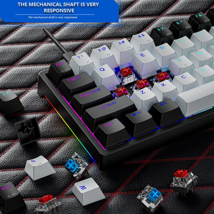 Dark Alien K710 71 Keys Glowing Game Wired Keyboard, Cable Length: 1.8m, Color: White Black Green Shaft - Wired Keyboard by Dark Alien | Online Shopping UK | buy2fix