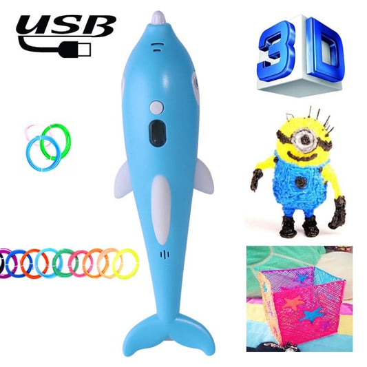 Children 3D Printing Pen Low Temperature Intelligent Screen Display Voice Drawing Pen, Style:, Color: 13 Colors (Blue) - Consumer Electronics by buy2fix | Online Shopping UK | buy2fix