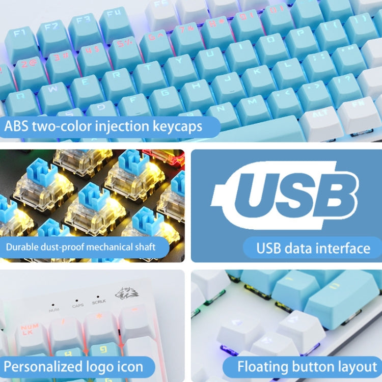 ZIYOU LANG K1 104 Keys Office Punk Glowing Color Matching Wired Keyboard, Cable Length: 1.5m(Blue White Green Axis) - Wired Keyboard by ZIYOU LANG | Online Shopping UK | buy2fix