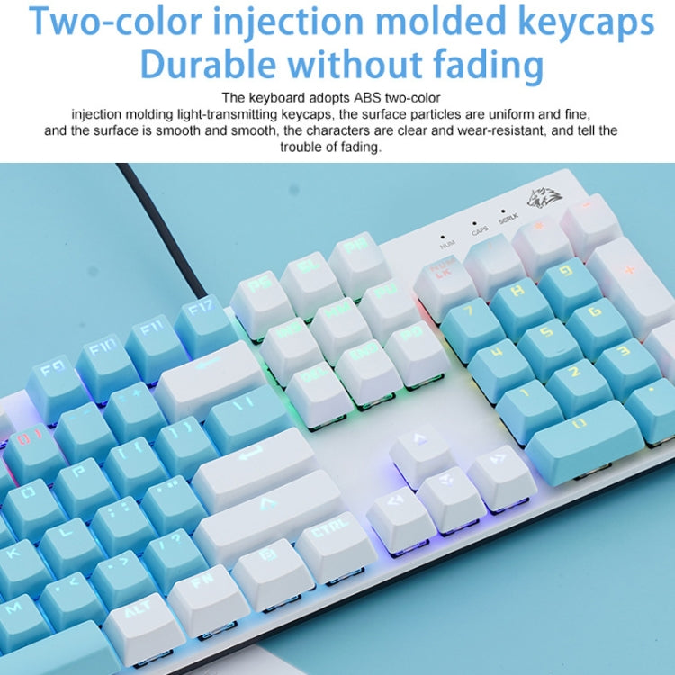 ZIYOU LANG K1 104 Keys Office Punk Glowing Color Matching Wired Keyboard, Cable Length: 1.5m(Blue White Green Axis) - Wired Keyboard by ZIYOU LANG | Online Shopping UK | buy2fix