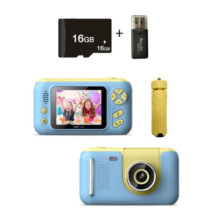 2.4 Inch Children HD Reversible Photo SLR Camera, Color: Yellow Blue + 16G Memory Card + Card Reader - Children Cameras by buy2fix | Online Shopping UK | buy2fix