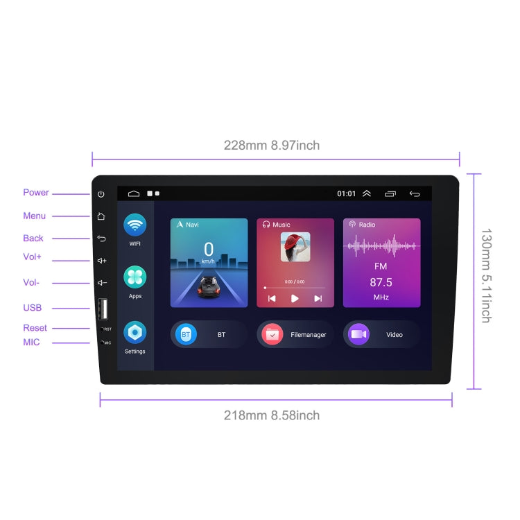 A3236 9 inch Android 11 Single Butt MP5 Player, Style: Wifi 1+16G(Standard+AHD Camera) - In Car by buy2fix | Online Shopping UK | buy2fix