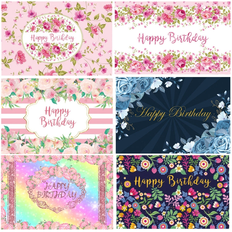 1.5m x 1m Flower Series Happy Birthday Party Photography Background Cloth(MSC00347) - Camera Accessories by buy2fix | Online Shopping UK | buy2fix