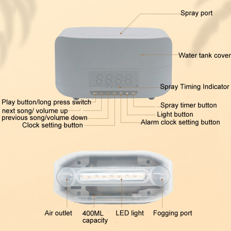 400ml Simulation Flame Humidifier Home Essential Oil Aromatherapy Machine, Color: Gray B Clock(UK Plug) - Home & Garden by buy2fix | Online Shopping UK | buy2fix