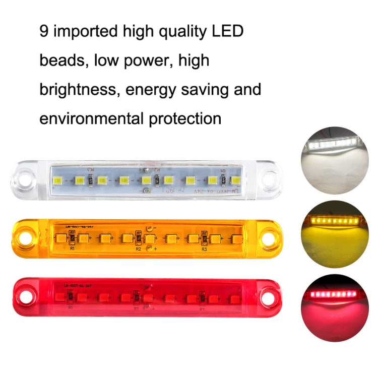 MK-224 10pcs 12-24V Truck Trailer 9LED Side Light Tail Lamp Signal Light(Yellow) - In Car by buy2fix | Online Shopping UK | buy2fix