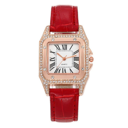 Women Tonneau Square Strap Quartz Watch, Color: Red - Leather Strap Watches by buy2fix | Online Shopping UK | buy2fix