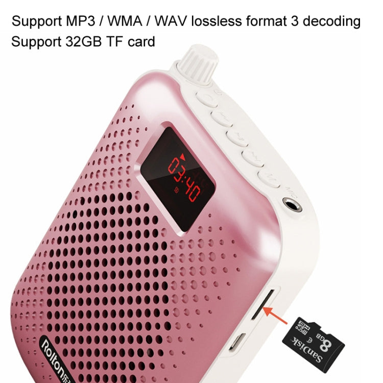 Rolton K500 Bluetooth Audio Speaker Megaphone Voice Amplifier Support FM TF Recording(Rose Gold) - Consumer Electronics by Rolton | Online Shopping UK | buy2fix