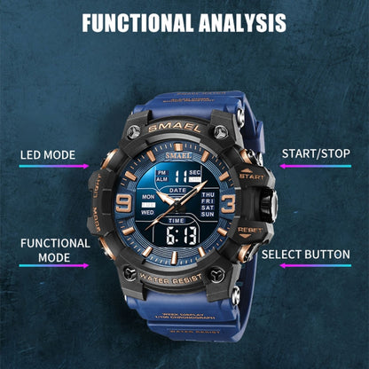 SMAEL 8049 Waterproof Sports Watch Men Multi-function Night Light Electronic Watch(Transparent Gray) - Leather Strap Watches by SMAEL | Online Shopping UK | buy2fix