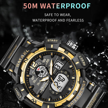SMAEL 8045 Outdoor Waterproof Time Sports Luminous Dual Display Watch(Black Gold) - Sport Watches by SMAEL | Online Shopping UK | buy2fix