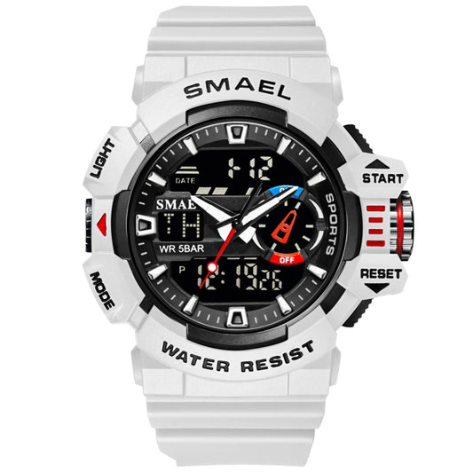 SMAEL 8043 Multifunctional Dual Display Shockproof Outdoor Waterproof Sports Quartz Watch(White) - LED Digital Watches by SMAEL | Online Shopping UK | buy2fix