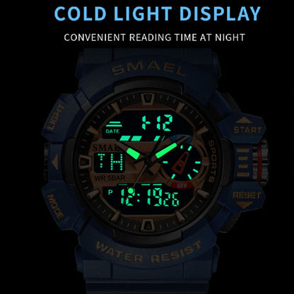 SMAEL 8043 Multifunctional Dual Display Shockproof Outdoor Waterproof Sports Quartz Watch(Lake Blue) - LED Digital Watches by SMAEL | Online Shopping UK | buy2fix