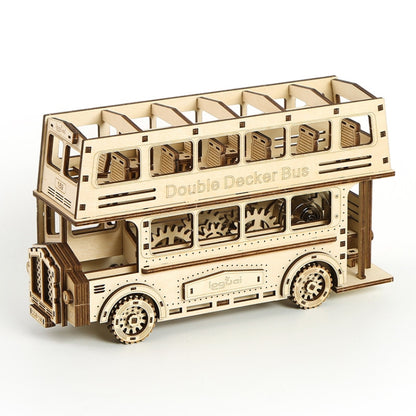 Double Decker Bus 3D Wooden Puzzle Toys DIY Handmade Ornaments - Puzzle Toys by buy2fix | Online Shopping UK | buy2fix