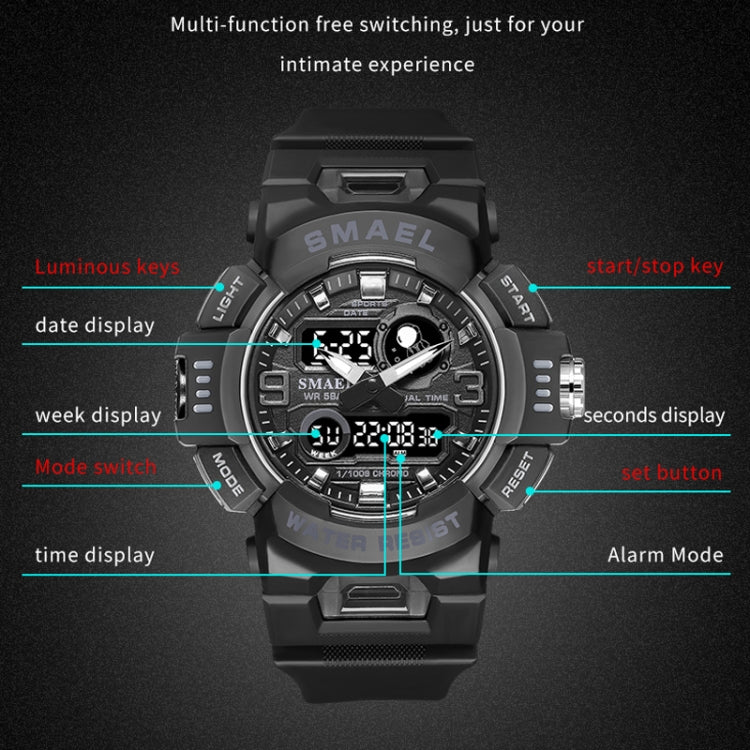 SMAEL 8063 Outdoor Electronic Alarm Sports Watch Double Showed Astronaut Student Watch(Black Gray) - Sport Watches by SMAEL | Online Shopping UK | buy2fix