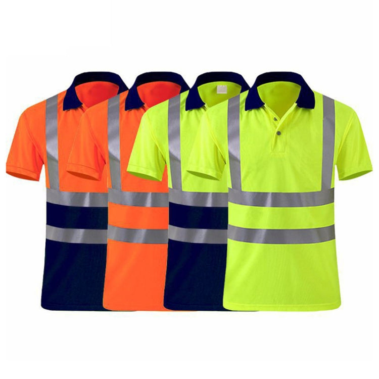 Reflective Quick-drying T-shirt Lapel Short-sleeved Safety Work Shirt, Size: XXXL(Fluorescent Yellow) - Workplace Safety Supplies by buy2fix | Online Shopping UK | buy2fix