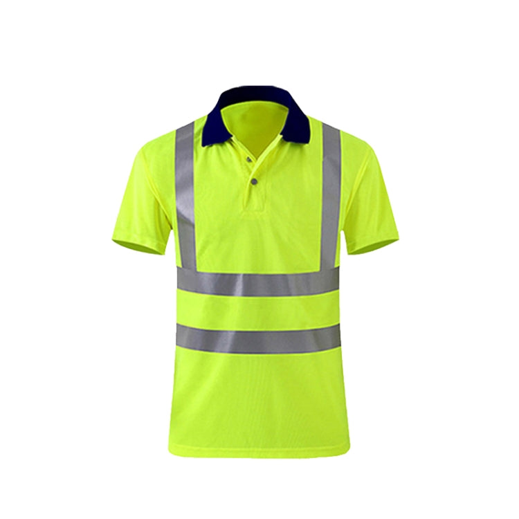 Reflective Quick-drying T-shirt Lapel Short-sleeved Safety Work Shirt, Size: XXXL(Fluorescent Yellow) - Workplace Safety Supplies by buy2fix | Online Shopping UK | buy2fix