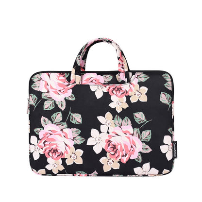 H40-B01 White Rose Pattern Laptop Case Bag Computer Liner Bag With Handle, Size: 15 Inch(Black) -  by buy2fix | Online Shopping UK | buy2fix