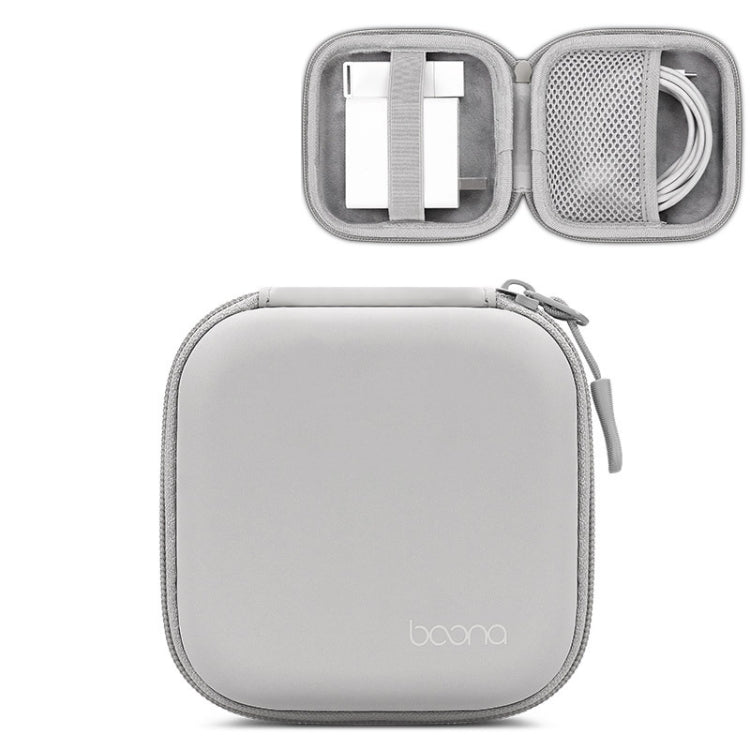 Baona BN-F017 Leather Digital Headphone Cable U Disk Storage Bag, Specification: Large Square Gray - Digital Storage Bag by Baona | Online Shopping UK | buy2fix