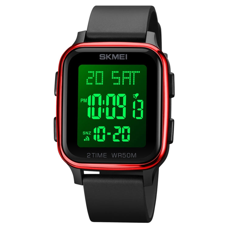 SKMEI 1858 Square Waterproof Digital Dual Display LED Luminous Watch(Red) - LED Digital Watches by SKMEI | Online Shopping UK | buy2fix