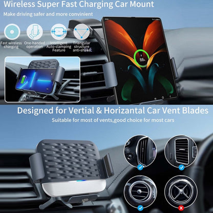 For Samsung Galaxy Z Fold4 / 3 S10 Folding Screen Mobile Phone Vehicle Bracket Dual Coil Wireless Charger - In Car by buy2fix | Online Shopping UK | buy2fix