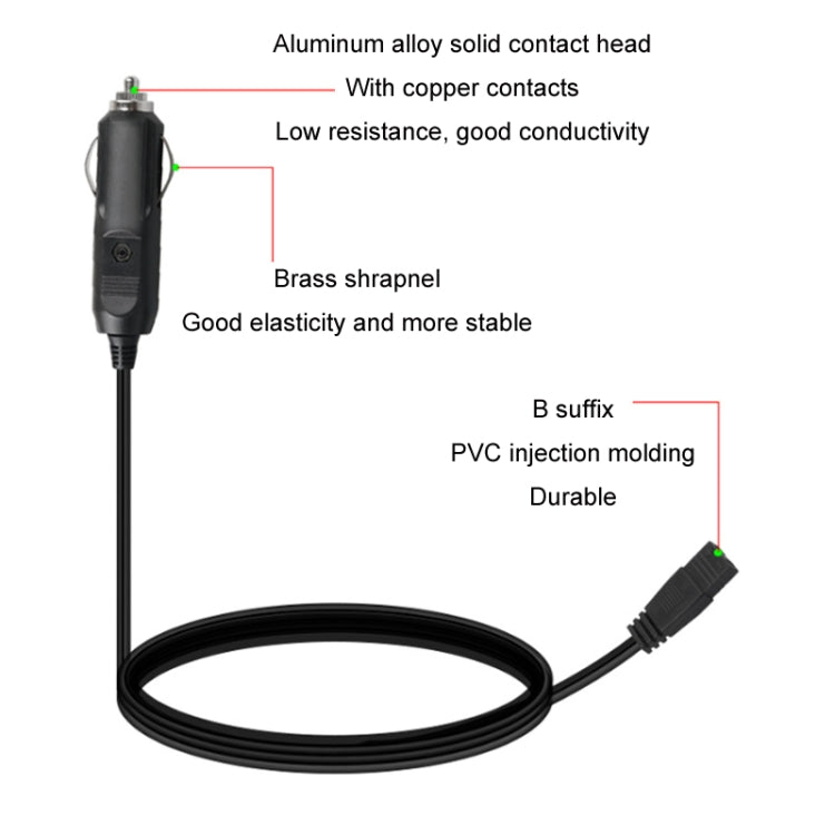 12V/24V Car Refrigerator Cable B Suffix Cigarette Lighter Plug Power Cord, Length: 3m Without Switch -  by buy2fix | Online Shopping UK | buy2fix