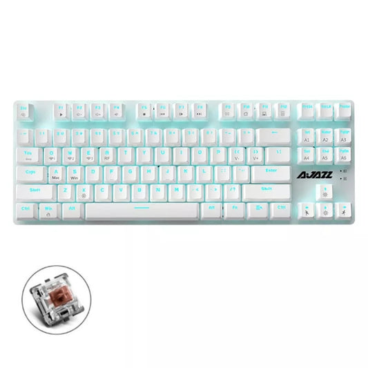 Ajazz AK40pro 87 Keys Bluetooth/Wireless/Wired Three Mode Game Office Mechanical Keyboard Blue Light Tea Shaft (White) - Wireless Keyboard by Ajazz | Online Shopping UK | buy2fix