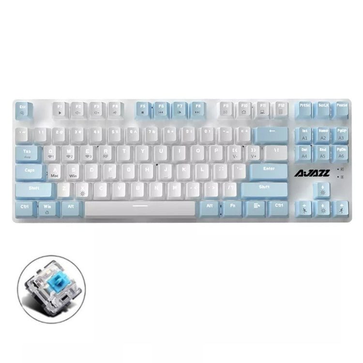 Ajazz AK40pro 87 Keys Bluetooth/Wireless/Wired Three Mode Game Office Mechanical Keyboard White Light Green Shaft (Blue White) - Wireless Keyboard by Ajazz | Online Shopping UK | buy2fix