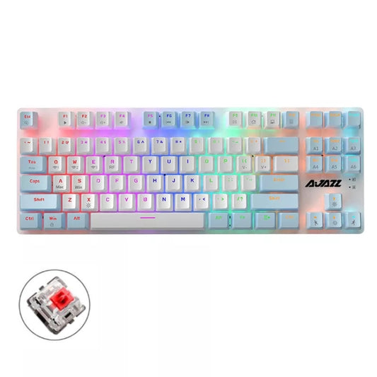 Ajazz AK40pro 87 Keys Bluetooth/Wireless/Wired Three Mode Game Office Mechanical Keyboard Mixed Light Red Shaft (Blue White) - Wireless Keyboard by Ajazz | Online Shopping UK | buy2fix