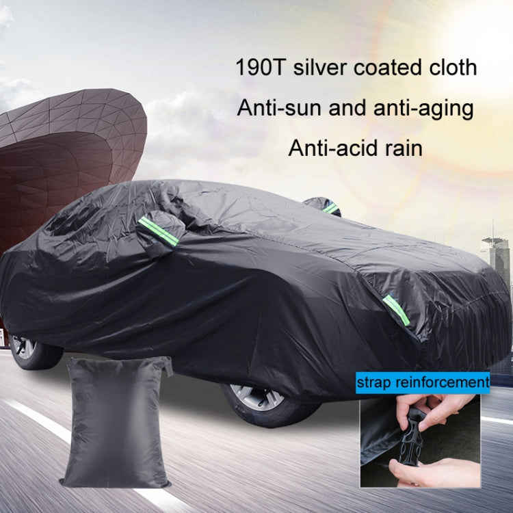 190T Silver Coated Cloth Car Rain Sun Protection Car Cover with Reflective Strip, Size: S -  by buy2fix | Online Shopping UK | buy2fix