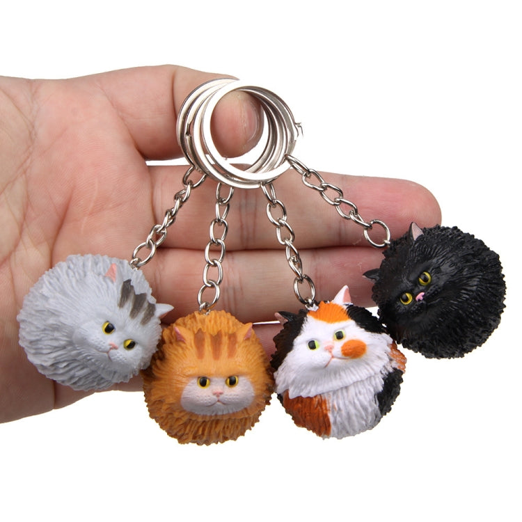 Round Little Tiger Cat Keychain Cartoon Key Ring Ornament(White) - Key Rings by buy2fix | Online Shopping UK | buy2fix