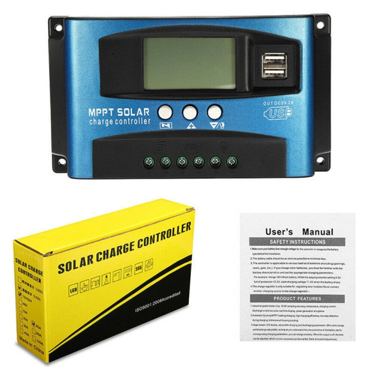 YCX-003 30-100A Solar Charging Controller with LED Screen & Dual USB Port Smart MPPT Charger, Model: 12/24V 100A - Others by buy2fix | Online Shopping UK | buy2fix