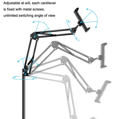 155cm Mobile Phone Tablet Live Broadcast Bedside Lifting Bracket Cantilever Floor Stand (White) - Lazy Bracket by buy2fix | Online Shopping UK | buy2fix