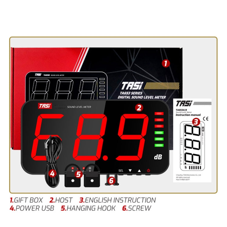 TASI TA653A Large Screen Wall-Mounted Noise Meter Decibel Detector - Light & Sound Meter by TASI | Online Shopping UK | buy2fix