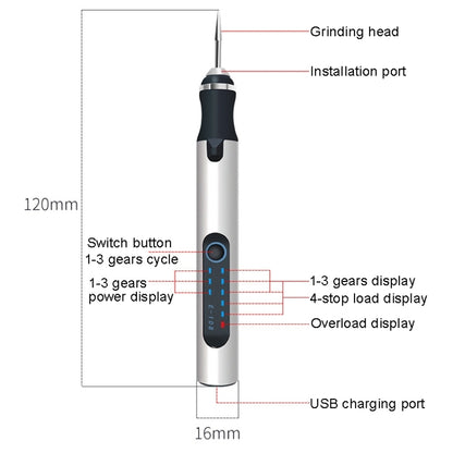 SNJ-3681 Mini Engraving Pen Wireless Polishing Electric Grinder(Silver Carving Template Set) - Abrasive Tools & Accessories by buy2fix | Online Shopping UK | buy2fix