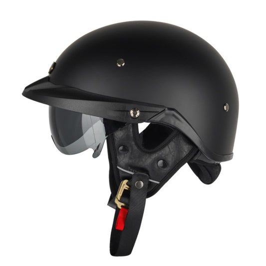 SOMAN Motorcycle Half Helmet Adjustable Helmet With Inner Mirror, Size: XL(Matt Black) - Helmets by SOMAN | Online Shopping UK | buy2fix