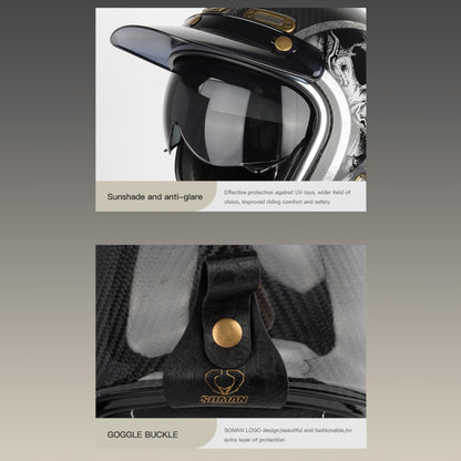 SOMAN Motorcycle Four Seasons Carbon Fiber Half Helmet, Color: FRP Matte Black(S) - Helmets by SOMAN | Online Shopping UK | buy2fix