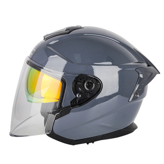 SOMAN Motorcycle Electric Bicycle Dual Lens Riding Helmet, Size: L(Cement Gray) - Helmets by SOMAN | Online Shopping UK | buy2fix