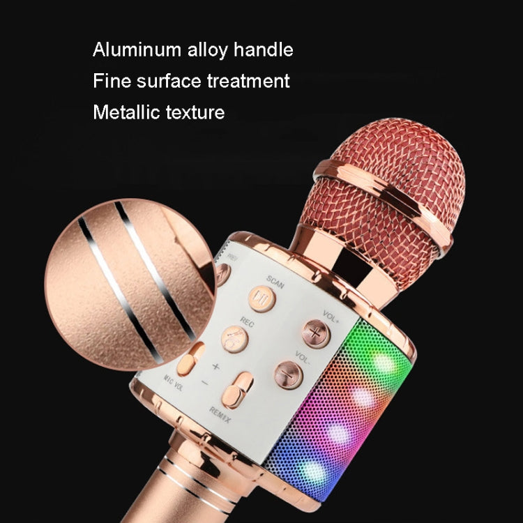 WS-858L LED Light Flashing Wireless Capacitance Microphone Comes With Audio Mobile Phone Bluetoon Live Microphone(Blue) - Microphone by buy2fix | Online Shopping UK | buy2fix