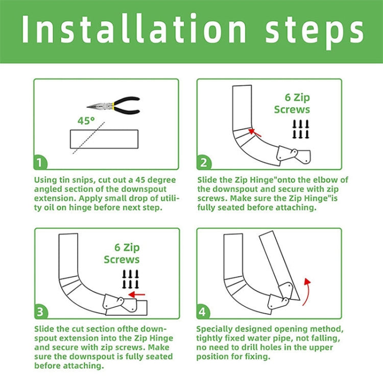 4pcs Gutter Extension Hinge Downspout Extension Flip-Up Hinge For Rectangle Or Square Downspout - Pipes & Fittings by buy2fix | Online Shopping UK | buy2fix