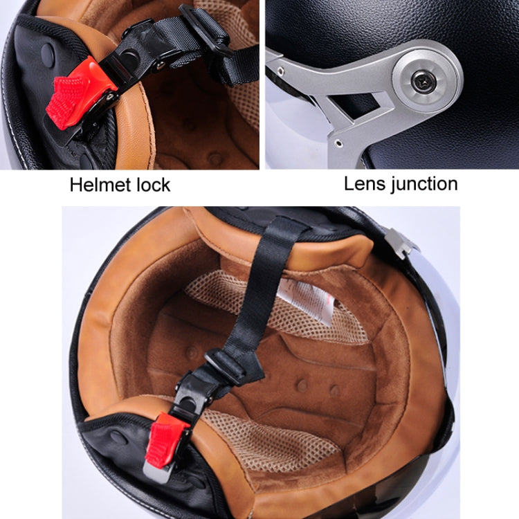 GXT Electric Vehicle Half Cover Four Seasons Retro Helmet, Size: M(Black White) - Helmets by GXT | Online Shopping UK | buy2fix
