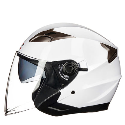 GXT 708 Electric Vehicle Dual Lens Helmet Four Seasons Safety Helmet, Size: L(Bright White) - Helmets by GXT | Online Shopping UK | buy2fix