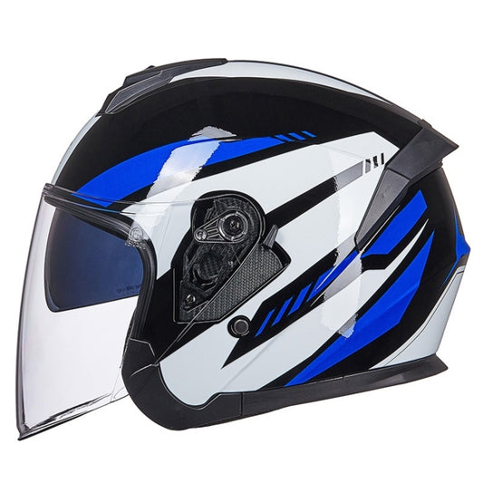 GXT Electric Vehicle Four Seasons Sun Protection & Windshield Double Lens Helmet, Size: L(Bright Black Blue) - Helmets by GXT | Online Shopping UK | buy2fix