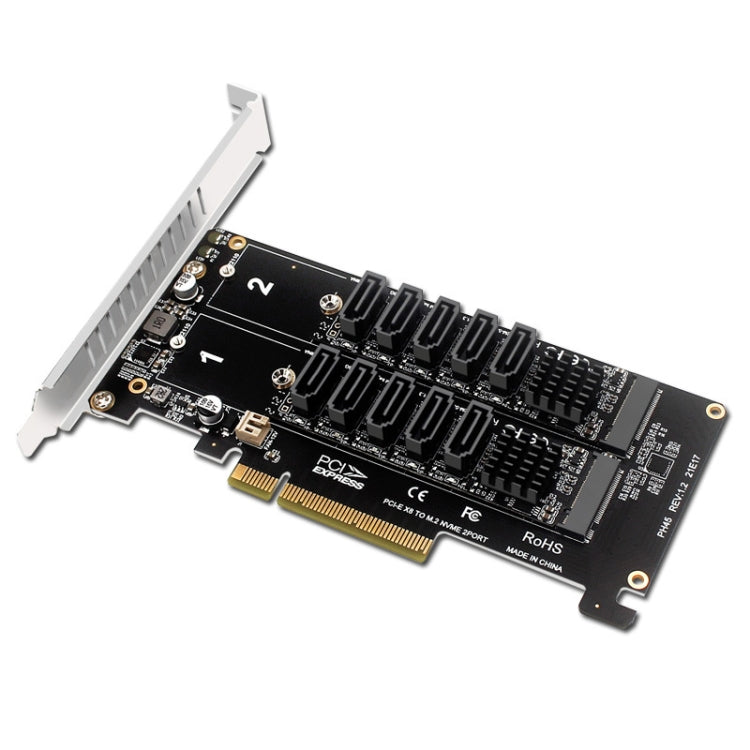 Double NVME Raid PCI-EX8 Split Card To SATA10 Port Transfer Card - Card Adapter by buy2fix | Online Shopping UK | buy2fix