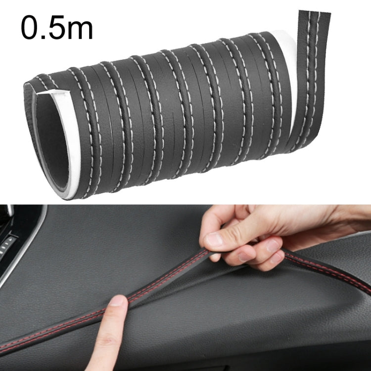 0.5m Car Center Console Interior Modification Leather Gap Strip(Black Beige) - Car Interior Mouldings by buy2fix | Online Shopping UK | buy2fix