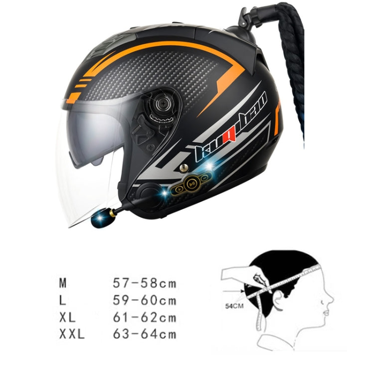 KUQIBAO Motorcycle Bluetooth Headset Double Lens Helmet With Braid, Size: M(Scrub Black) - Helmets by KUQIBAO | Online Shopping UK | buy2fix