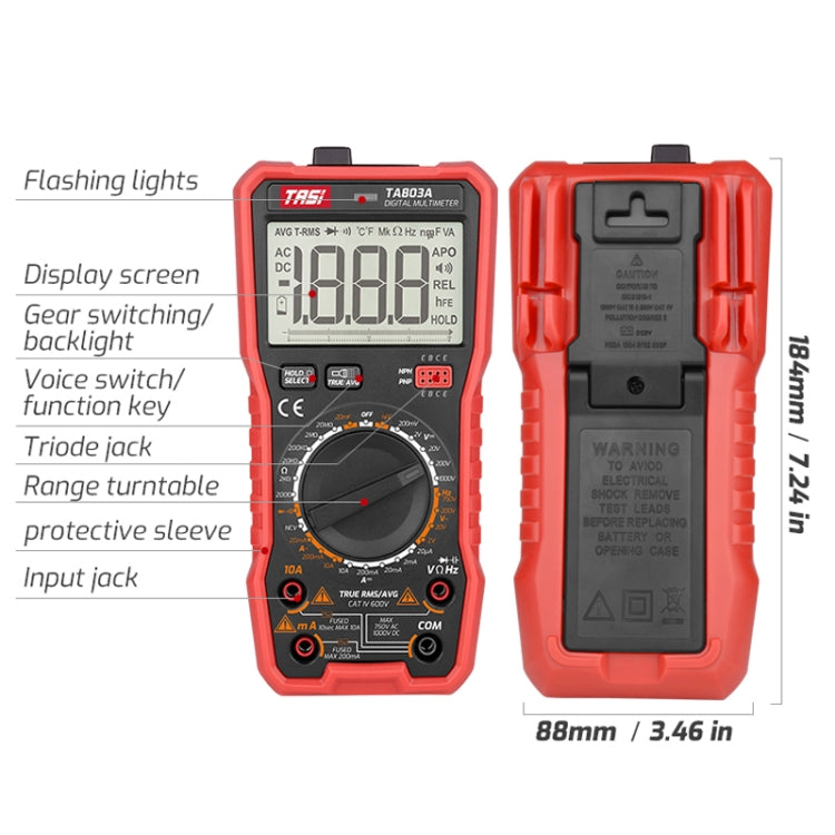 TASI TA803B Digital High Precision Multimeter Digital Display Household Multifunction Electrician Multimeter - Digital Multimeter by TASI | Online Shopping UK | buy2fix