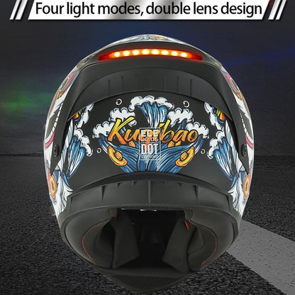 KUQIBAO Motorcycle Dual Lens Anti-Fog Helmet With LED Light, Size: XL(Matte Black) - Helmets by KUQIBAO | Online Shopping UK | buy2fix