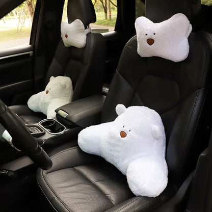 Car Cartoon Bear Plush Seat Upholstery Pillow, Color: Headrest White - Seat Accessories by buy2fix | Online Shopping UK | buy2fix