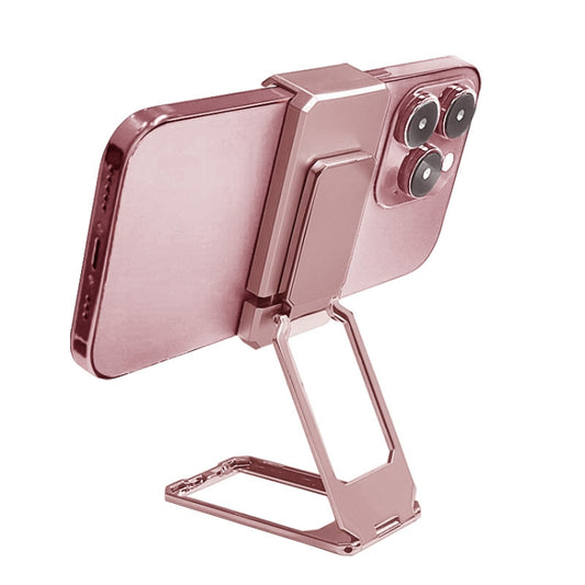 Back Clip Double Ring Magnetic Metal Folding Phone Bracket Desktop Lazy Ring Phone Holder(Rose Gold) - Ring Holder by buy2fix | Online Shopping UK | buy2fix