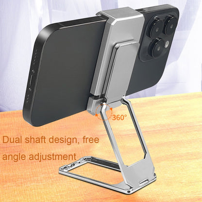 Back Clip Double Ring Magnetic Metal Folding Phone Bracket Desktop Lazy Ring Phone Holder(Black) - Ring Holder by buy2fix | Online Shopping UK | buy2fix